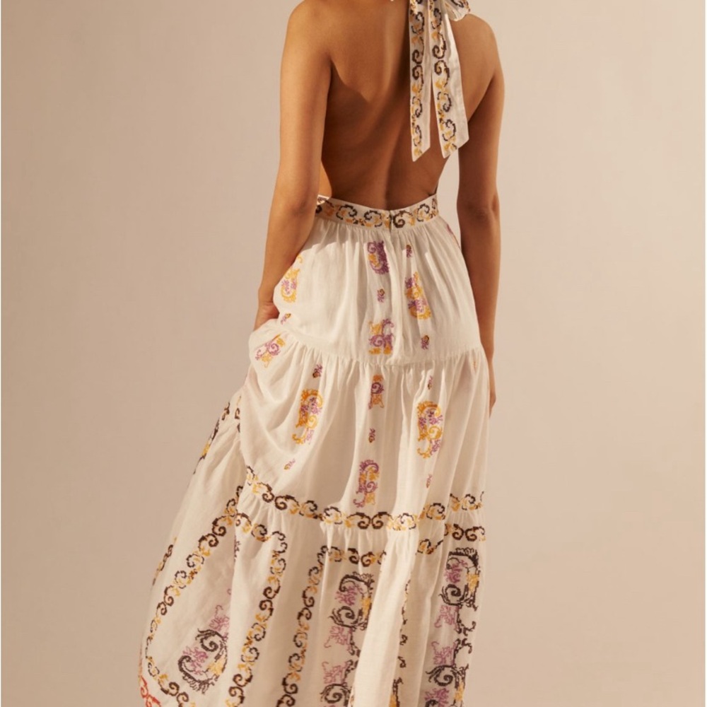 By Anthropologie Medallion embroided Halter Maxi Dress - Picture 5 of 16